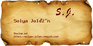 Solya Jolán névjegykártya